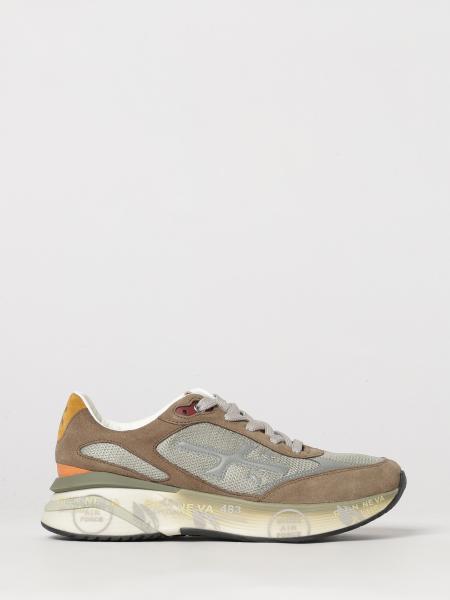 Moerun Premiata Suede Calfskin Leather Trainers with Applied Logo