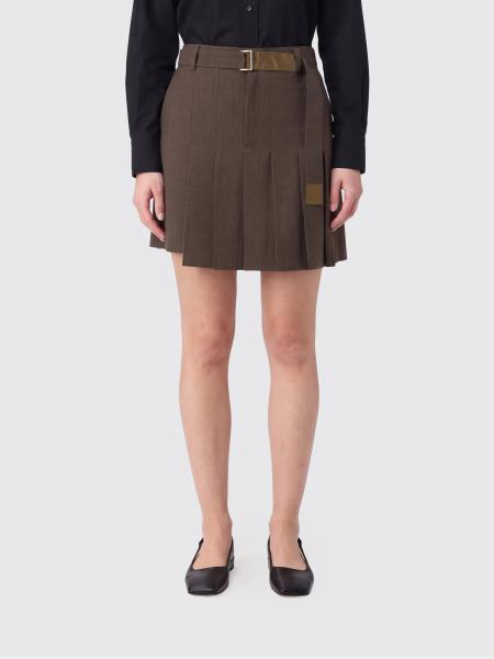 Sacai High-Waisted Pleated Wool Shorts with Asymmetrical Hem