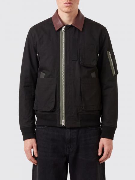 Cazadora bomber de algodón de Sacai con cuello de piel en contraste y bolsillos de parche