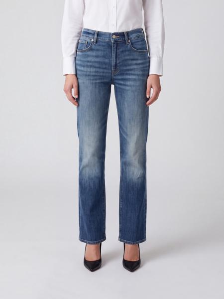 7 For All Mankind Stovepipe High-Waisted Straight Jeans in Stretch Denim