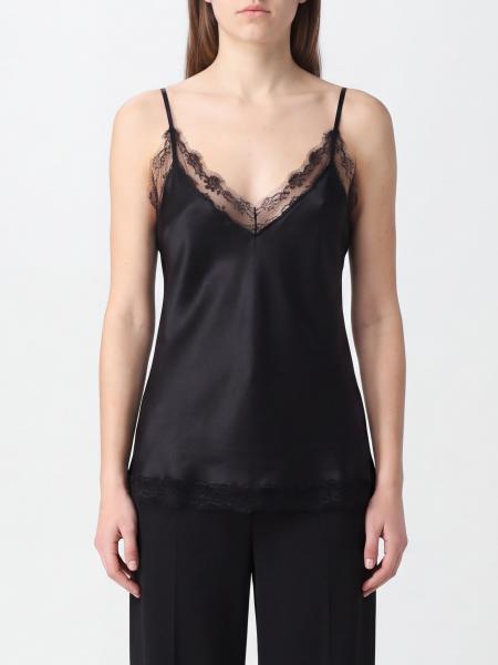 Ermanno Scervino V-Neck Silk Top with Lace Inserts