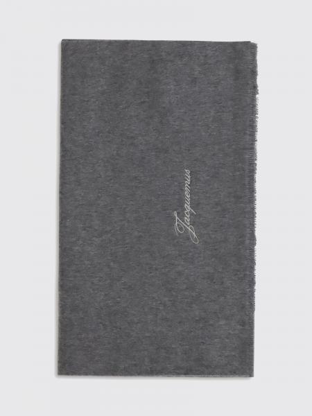Jacquemus Wool and Cashmere Scarf with Embroidered Logo and Fringed Edges