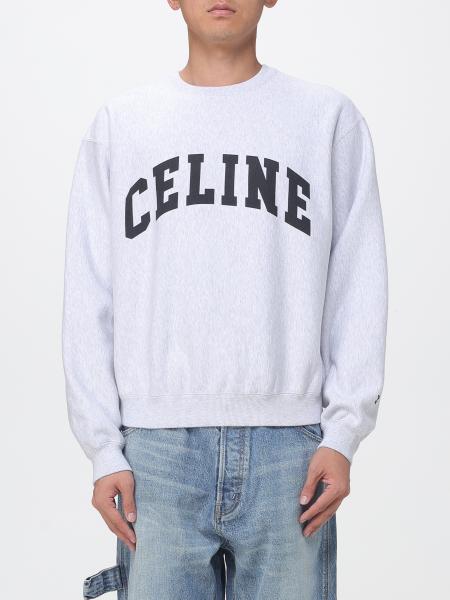 Felpa girocollo Celine in cotone relaxed fit con logo a contrasto
