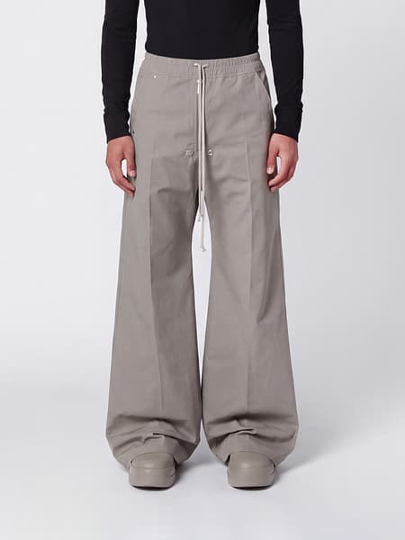 Rick Owens Bela Wide-Leg Cotton Trousers with Drawstring Waist