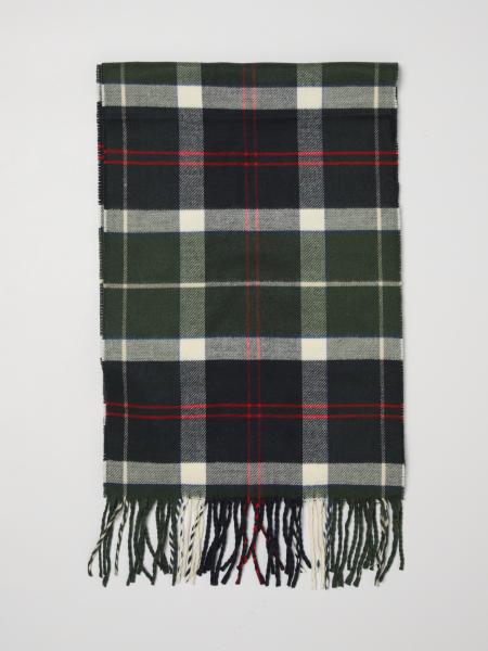 Barbour Tartan Pattern Acrylic Scarf with Fringed Edges