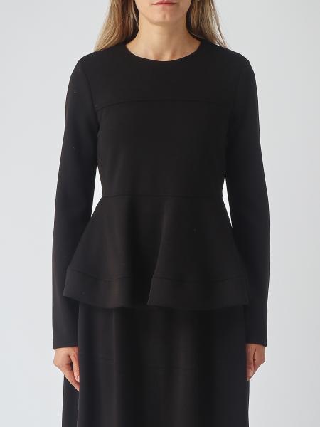 Meimeij Long-Sleeved Viscose Blend Top with Crew Neck and Back Zip