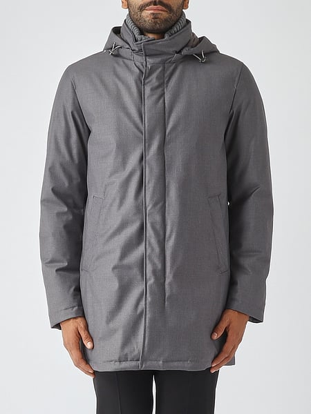 Knielanger Kapuzen-Windbreaker Herno mit hohem Kragen