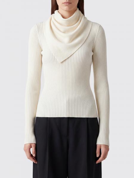 Zimmermann Long-Sleeved Ribbed Merino Wool Top with Pussy-Bow Neck