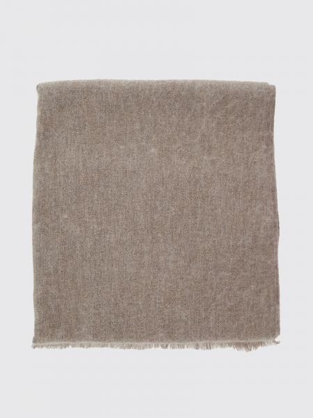 Brunello Cucinelli Rectangular Wool and Silk Blend Scarf with Fringed Hem