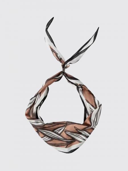 Brunello Cucinelli Silk Bandeau Foulard with Tropical Print and Ring