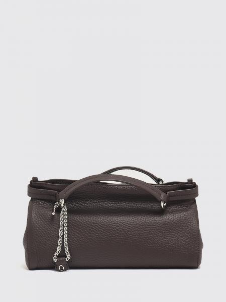 Virgo Grained Leather Handbag Orciani with Double Handle and Logo Charm