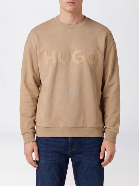 Crewneck Cotton Sweatshirt Hugo with Long Sleeves and Tone-on-Tone Logo
