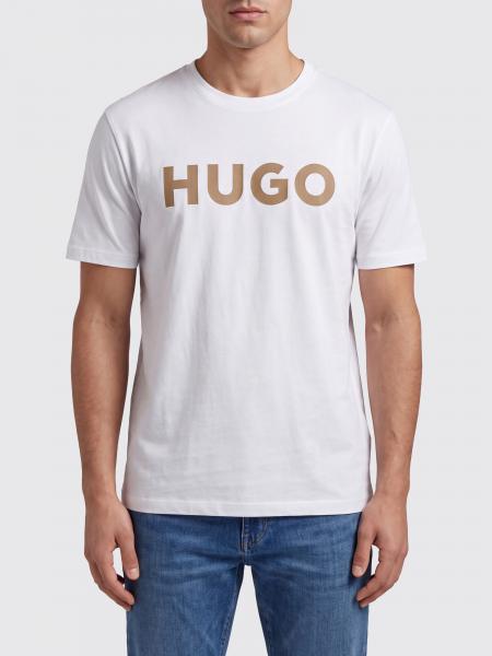 Hugo Crewneck Cotton T-shirt with Contrasting Logo