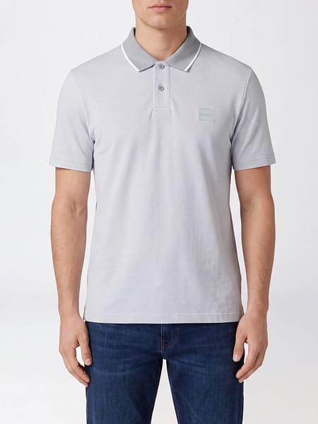 Polo Boss en coton avec bordures contrastantes et col côtelé
