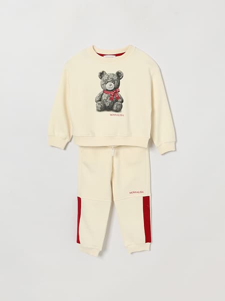 Monnalisa 2-Piece Cotton Set for Boys with a Teddy Bear Print