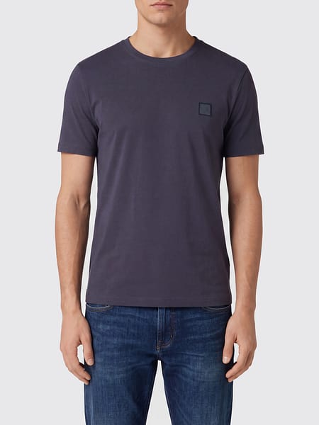 BOSS Crew-Neck Cotton T-Shirt with Tone-on-Tone Logo