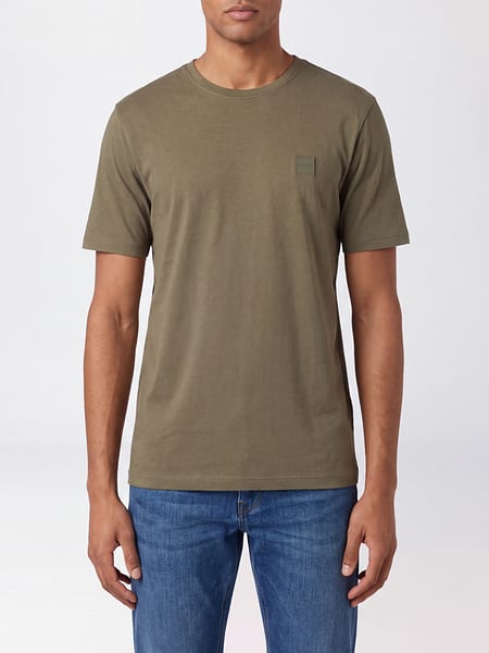 BOSS Crew-Neck Cotton T-Shirt with Tone-on-Tone Logo