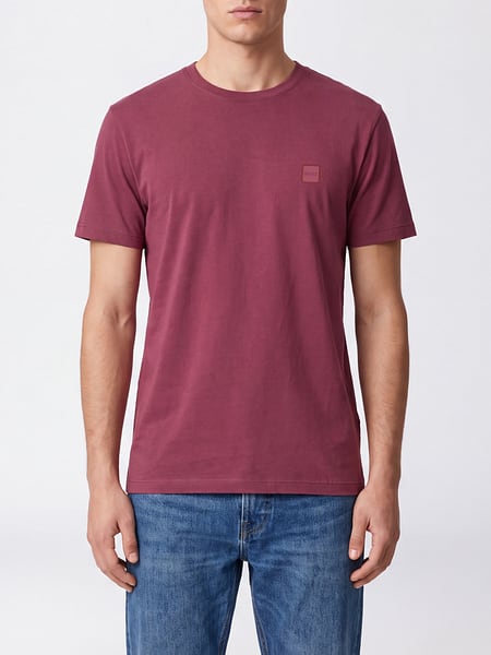 BOSS Crew-Neck Cotton T-Shirt with Tone-on-Tone Logo