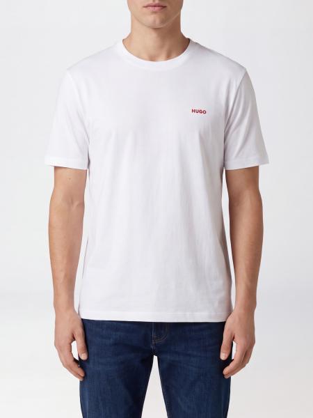 HUGO Crew-Neck Cotton T-Shirt with Contrast Logo