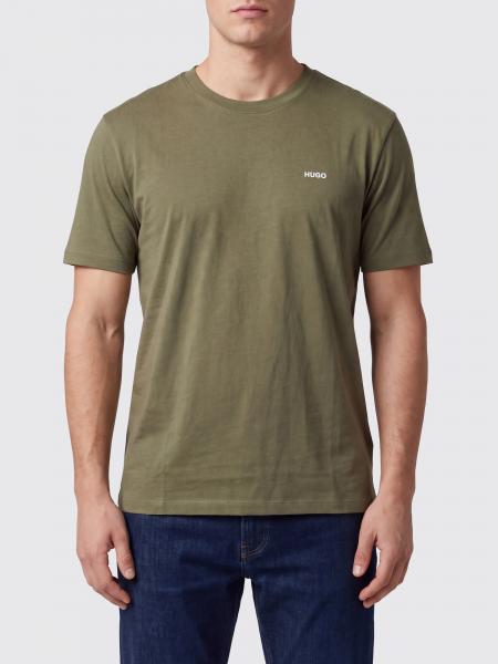 HUGO Crew-Neck Cotton T-Shirt with Contrast Logo