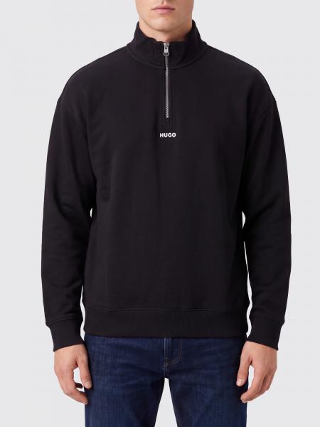 HUGO Cotton High-Neck Half-Zip Sweatshirt with Contrast Logo