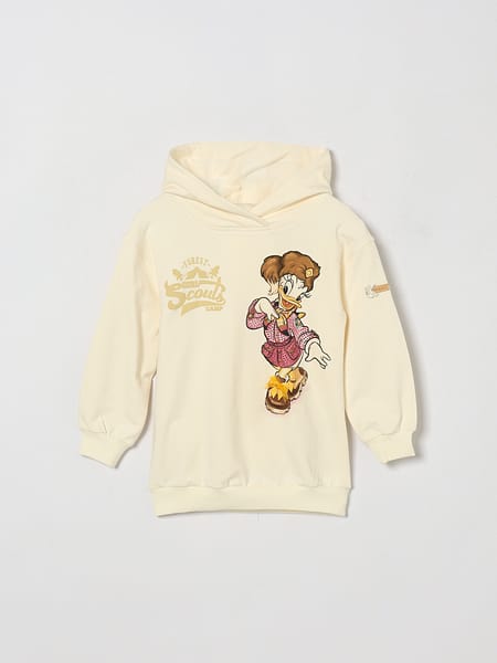 Girl's Hooded Cotton Sweatshirt Dress Monnalisa with Disney Print and Rhinestones