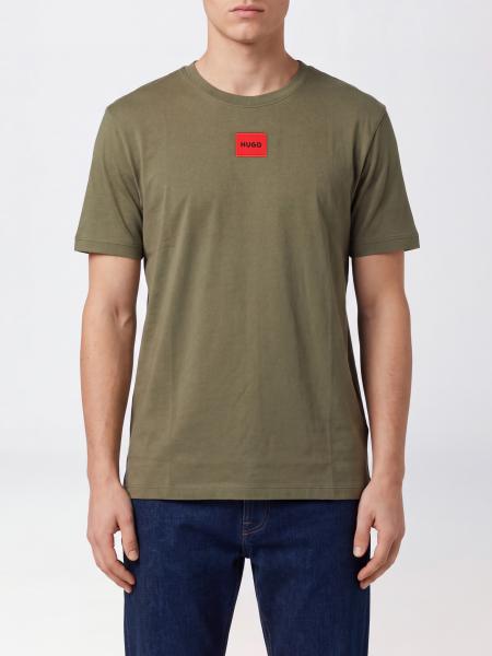 HUGO Crew-Neck Cotton T-Shirt with Contrast Logo