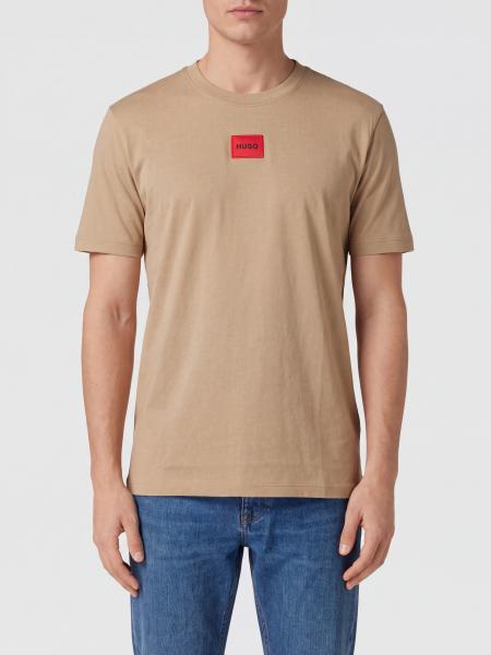 HUGO Crew-Neck Cotton T-Shirt with Contrast Logo