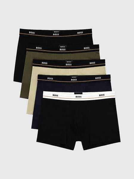 Set of 5 BOSS Cotton Trunks with Contrast Logo Waistband