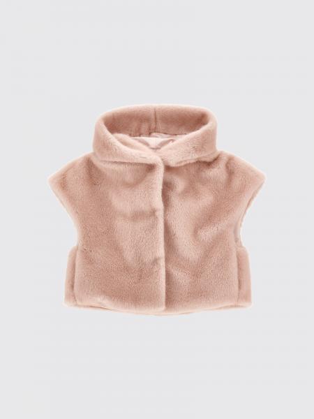 Girl's Hooded Short-Sleeved Monnalisa Faux-Fur Coat