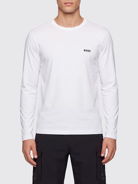 Set of 3 BOSS Long-Sleeved Cotton T-Shirts with Logo