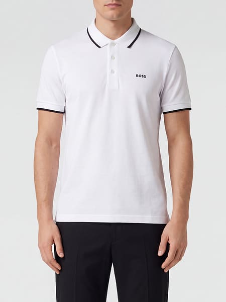 Polo Boss en coton avec logo et bordures contrastants