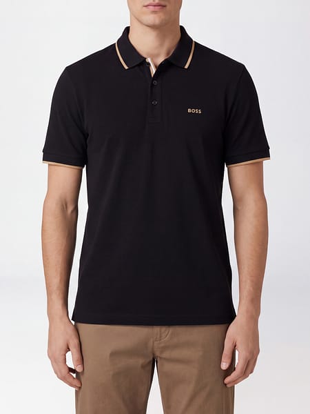 Polo Boss en coton avec logo et bordures contrastants