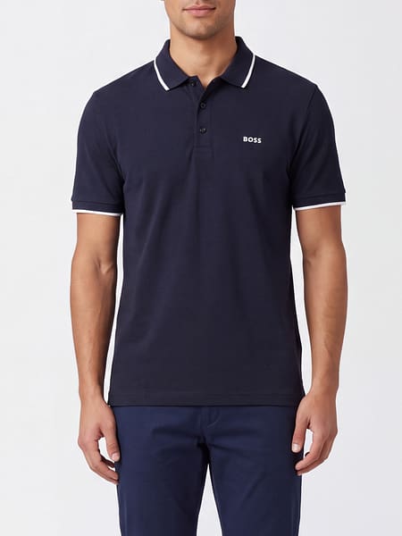 Polo Boss en coton avec logo et bordures contrastants
