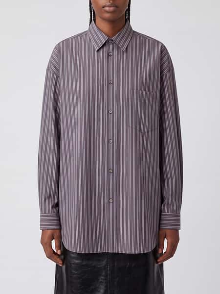 Camisa de rayas de algodón Acne Studios de corte relajado con bolsillo de parche
