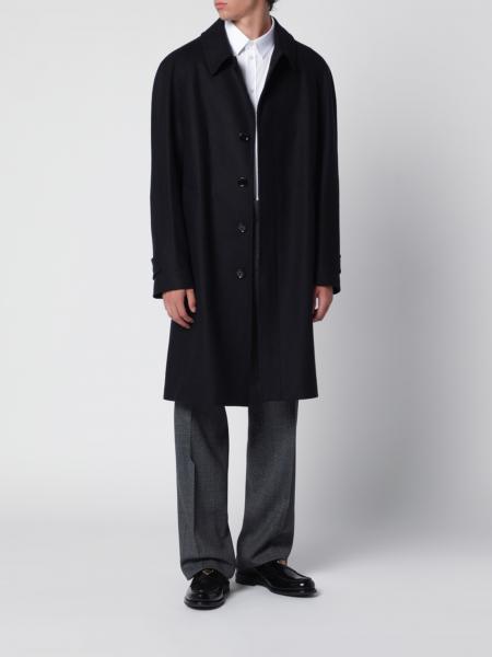 Single-Breasted Lardini Coat in Wool and Cashmere with Button Closure