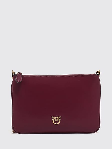 Clutch Love Bag Simple Pinko in pelle con tracolla in maglia metallica e logo Love Birds