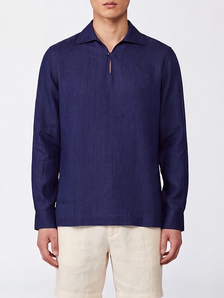 Long-Sleeved Casual Linen Shirt Orlebar Brown with Classic Collar