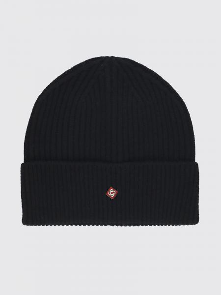Wool Casablanca Beanie Hat with Contrasting Logo and Cuffed Hem