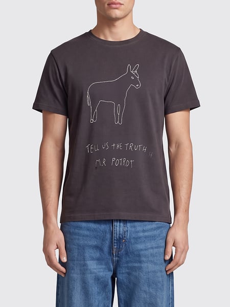 Baumwoll-T-Shirt von Baziszt mit Rundhalsausschnitt und kontrastierendem Slogan-Print