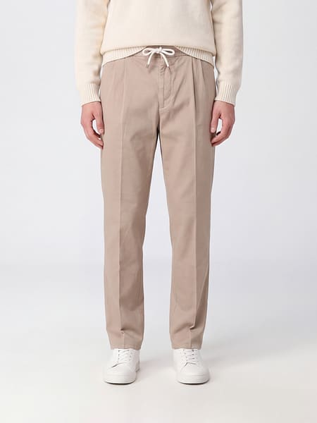 Slim-Fit-Hose aus Baumwolle von Brunello Cucinelli mit Bundfalten und Kordelzug