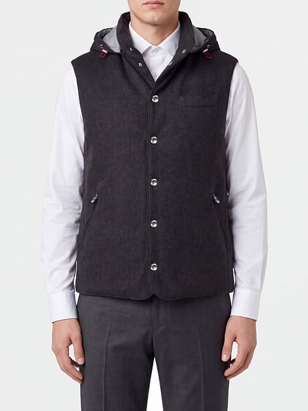 Brunello Cucinelli Padded Cashmere and Wool Vest with Detachable Hood