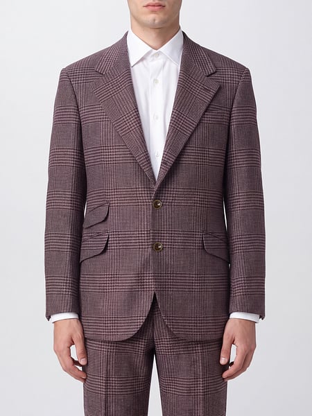 Brunello Cucinelli Single-Breasted Tartan Blazer in Wool and Cashmere