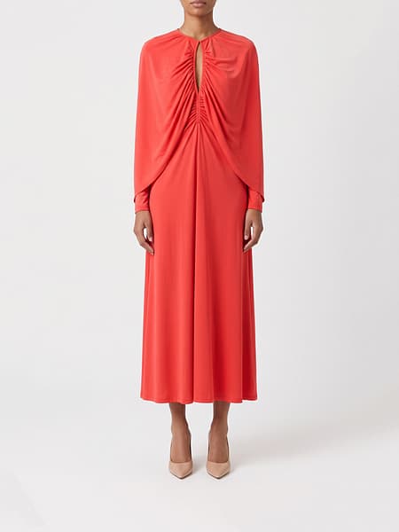 Langärmeliges Crêpe-Midi-Abendkleid von Johanna Ortiz mit Rundhalsausschnitt