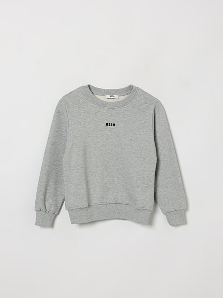 Boy's Graphic Logo Print Cotton Crewneck Sweatshirt MSGM Kids