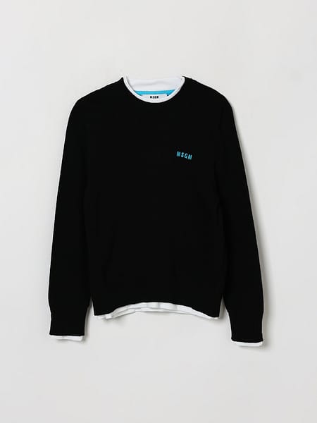 MSGM Kids Boy's Wool Blend Jumper with Contrast Slogan Print