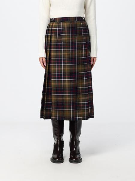 Barbour Tartan Pattern Viscose Blend Wrap Midi Skirt