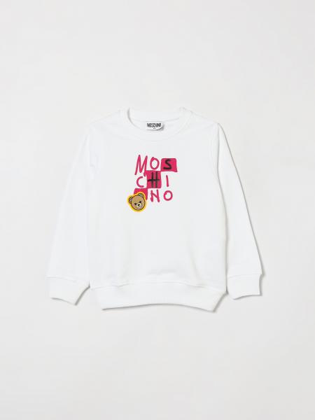 Felpa girocollo Moschino da bambino in cotone con logo lettering a contrasto