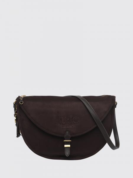 Liu Jo Suede-Effect Faux Leather Half-Moon Bag with Flap Closure