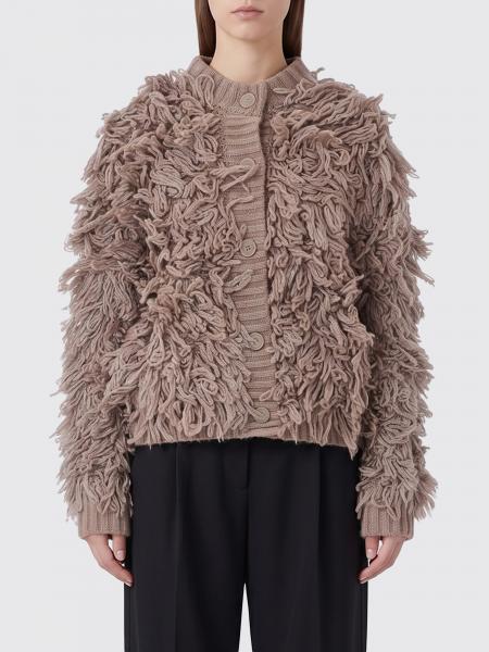 Liu Jo Wool Blend Crewneck Cardigan with Embroidery and Fringe Applications